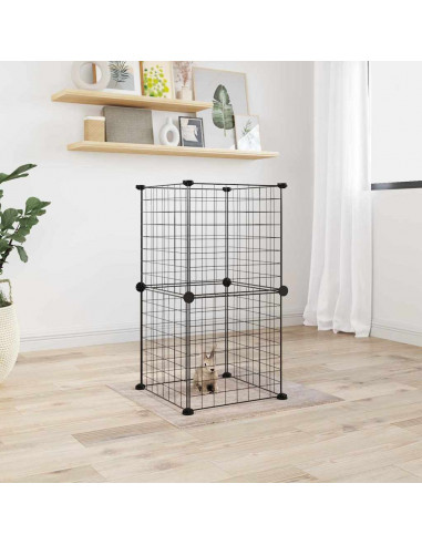 Gabbia per Animali Domestici 8 Pannelli Nero 35x35 cm Acciaio