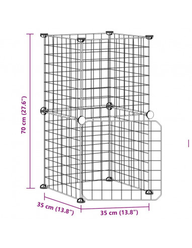 Gabbia per Animali 8 Pannelli con Porta Nero 35x35 cm Acciaio
