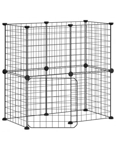 Gabbia per Animali 12 Pannelli con Porta Nero 35x35 cm Acciaio