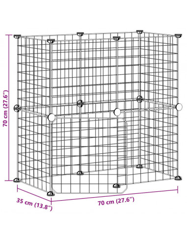 Gabbia per Animali 12 Pannelli con Porta Nero 35x35 cm Acciaio