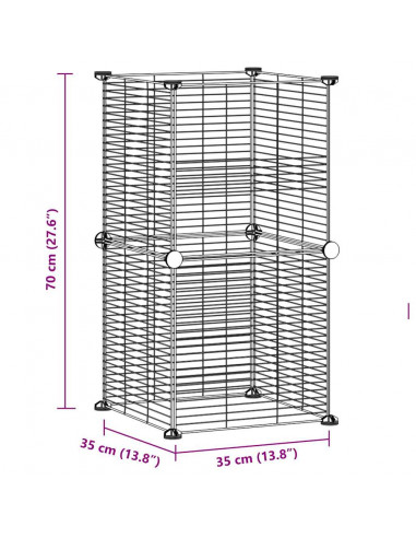 Gabbia per Animali Domestici 8 Pannelli Nero 35x35 cm Acciaio
