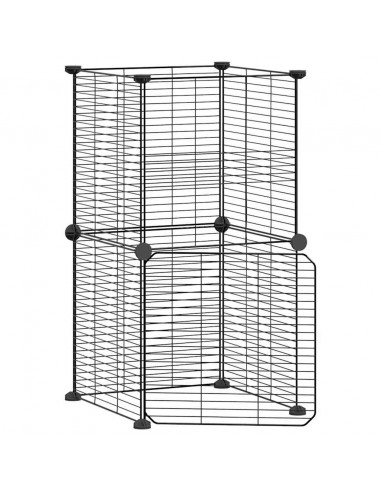 Gabbia per Animali 8 Pannelli con Porta Nero 35x35 cm Acciaio
