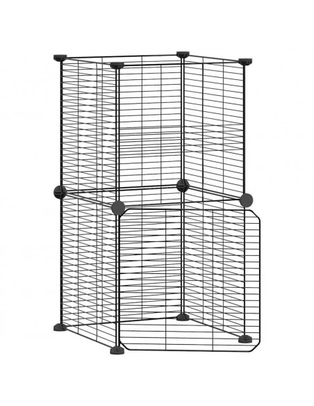 Gabbia per Animali 8 Pannelli con Porta Nero 35x35 cm Acciaio