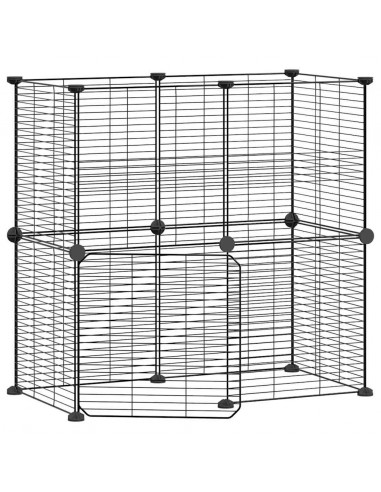 Gabbia per Animali 12 Pannelli con Porta Nero 35x35 cm Acciaio