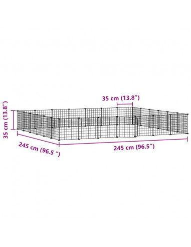 Gabbia per Animali 28 Pannelli con Porta Nero 35x35 cm Acciaio