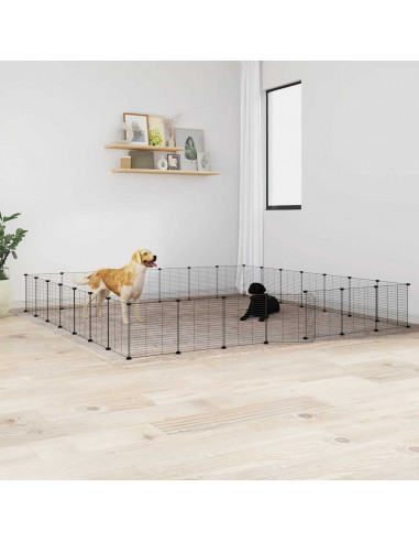Gabbia per Animali 28 Pannelli con Porta Nero 35x35 cm Acciaio