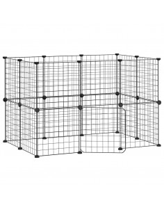 Gabbia per Animali 20 Pannelli con Porta Nera 35x35 cm Acciaio 2