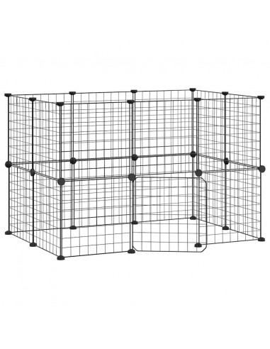 Gabbia per Animali 20 Pannelli con Porta Nera 35x35 cm Acciaio