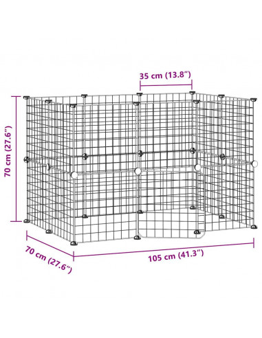 Gabbia per Animali 20 Pannelli con Porta Nera 35x35 cm Acciaio