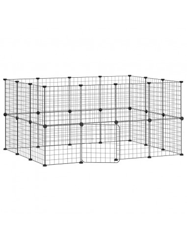 Gabbia per Animali 28 Pannelli con Porta Nero 35x35 cm Acciaio