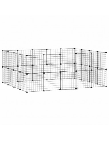 Gabbia per Animali 36 Pannelli con Porta Nera 35x35 cm Acciaio