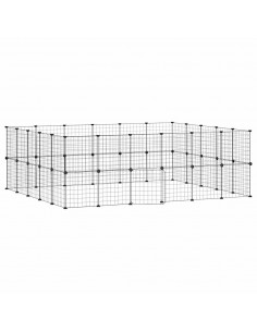 Gabbia per Animali 44 Pannelli con Porta Nera 35x35 cm Acciaio 2