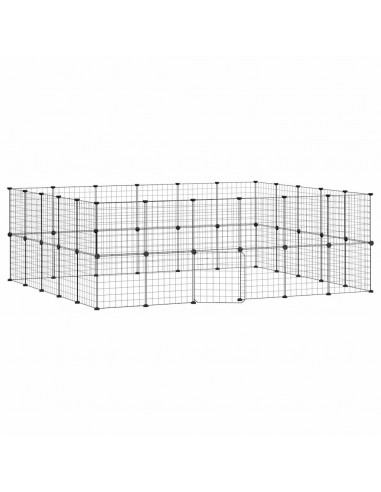 Gabbia per Animali 44 Pannelli con Porta Nera 35x35 cm Acciaio