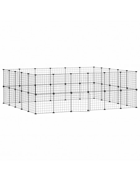Gabbia per Animali 44 Pannelli con Porta Nera 35x35 cm Acciaio