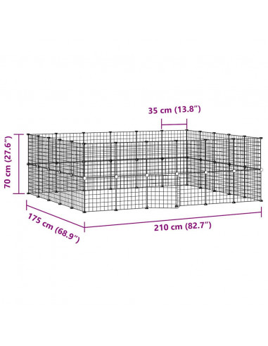 Gabbia per Animali 44 Pannelli con Porta Nera 35x35 cm Acciaio