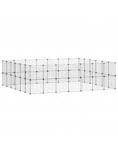 Gabbia per Animali 52 Pannelli con Porta Nero 35x35 cm Acciaio 2