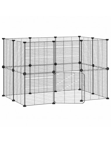 Gabbia per Animali 20 Pannelli con Porta Nera 35x35 cm Acciaio