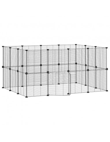 Gabbia per Animali 28 Pannelli con Porta Nero 35x35 cm Acciaio