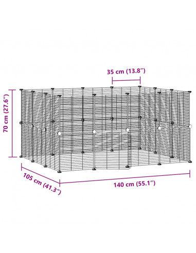 Gabbia per Animali 28 Pannelli con Porta Nero 35x35 cm Acciaio