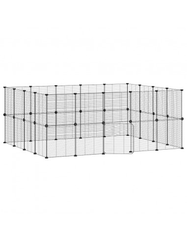 Gabbia per Animali 36 Pannelli con Porta Nera 35x35 cm Acciaio