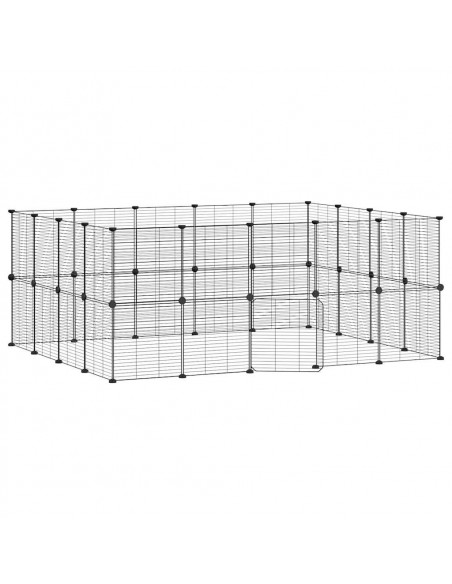 Gabbia per Animali 36 Pannelli con Porta Nera 35x35 cm Acciaio