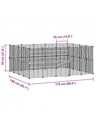 Gabbia per Animali 36 Pannelli con Porta Nera 35x35 cm Acciaio