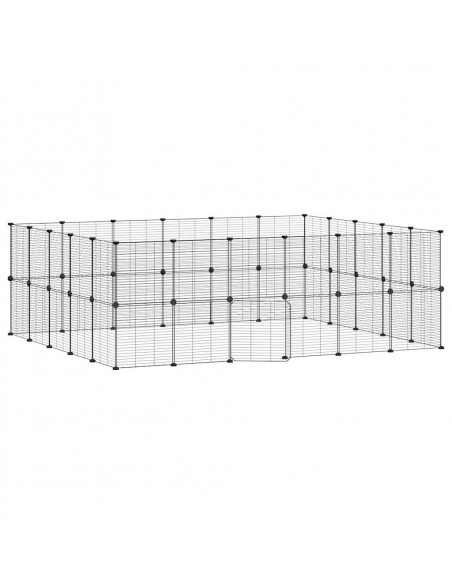 Gabbia per Animali 44 Pannelli con Porta Nera 35x35 cm Acciaio