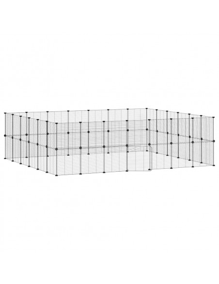 Gabbia per Animali 52 Pannelli con Porta Nero 35x35 cm Acciaio