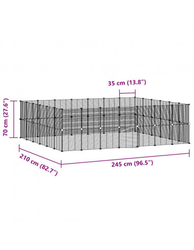 Gabbia per Animali 52 Pannelli con Porta Nero 35x35 cm Acciaio