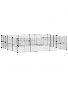 Gabbia per Animali 60 Pannelli con Porta Nera 35x35 cm Acciaio 2