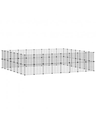 Gabbia per Animali 60 Pannelli con Porta Nera 35x35 cm Acciaio