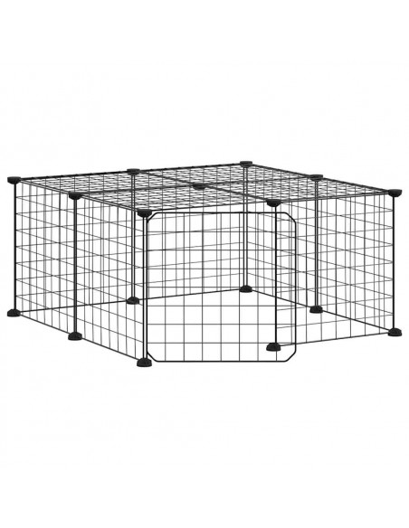 Gabbia per Animali 12 Pannelli con Porta Nero 35x35 cm Acciaio