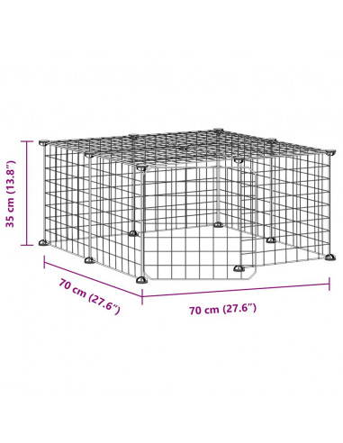 Gabbia per Animali 12 Pannelli con Porta Nero 35x35 cm Acciaio