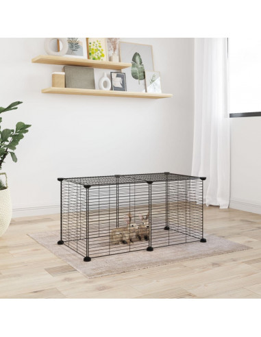 Gabbia per Animali Domestici 8 Pannelli Nero 35x35 cm Acciaio