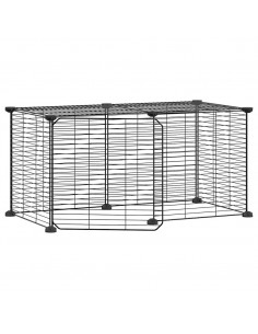 Gabbia per Animali 8 Pannelli con Porta Nero 35x35 cm Acciaio 2