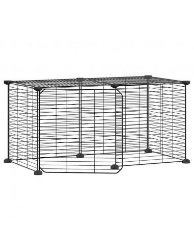 Gabbia per Animali 8 Pannelli con Porta Nero 35x35 cm Acciaio