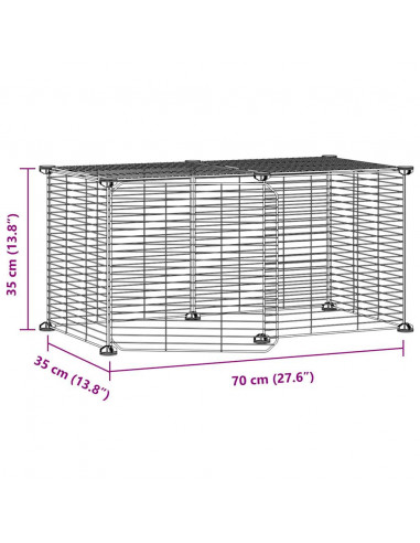Gabbia per Animali 8 Pannelli con Porta Nero 35x35 cm Acciaio