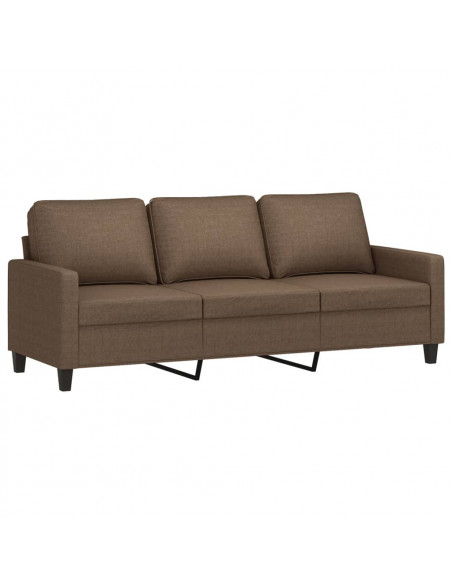 Set di Divani 3 pz con Cuscini Marrone in Tessuto