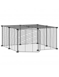 Gabbia per Animali 12 Pannelli con Porta Nero 35x35 cm Acciaio 2