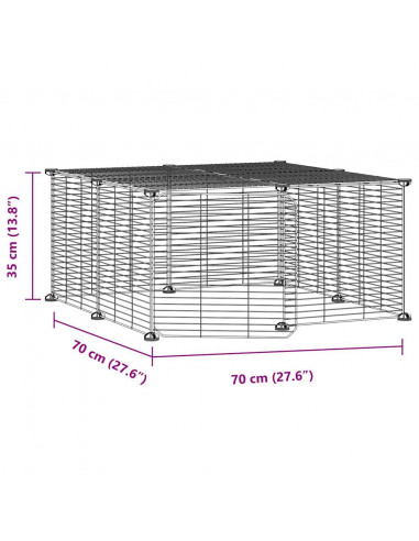 Gabbia per Animali 12 Pannelli con Porta Nero 35x35 cm Acciaio