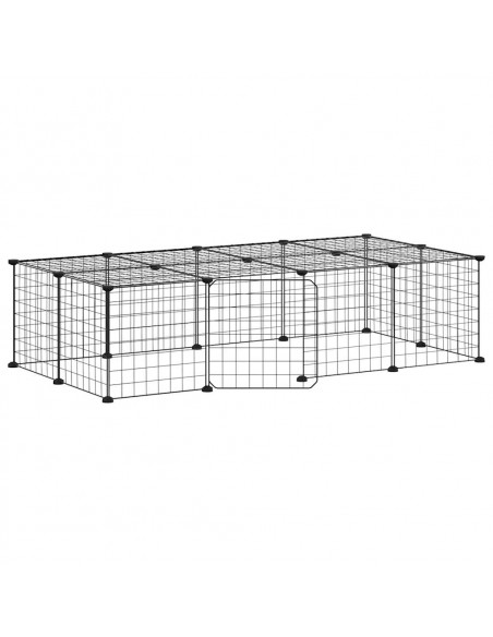 Gabbia per Animali 20 Pannelli con Porta Nera 35x35 cm Acciaio