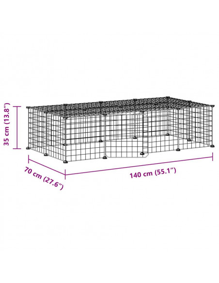 Gabbia per Animali 20 Pannelli con Porta Nera 35x35 cm Acciaio