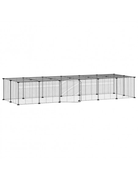 Gabbia per Animali 28 Pannelli con Porta Nero 35x35 cm Acciaio