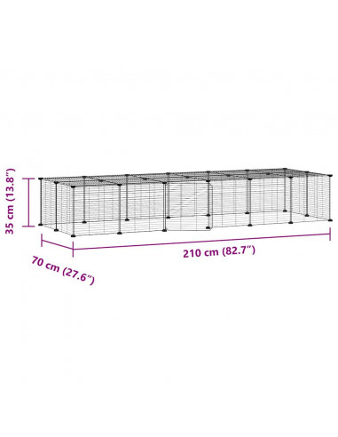Gabbia per Animali 28 Pannelli con Porta Nero 35x35 cm Acciaio
