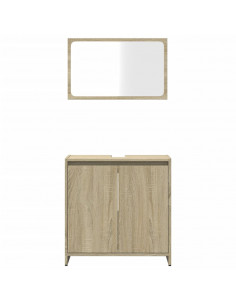 Set Mobili da Bagno 2 pz Rovere Sonoma in Legno Multistrato