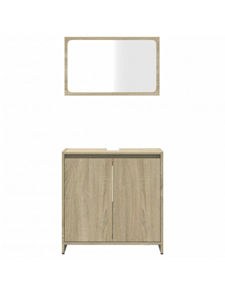 Set Mobili da Bagno 2 pz Rovere Sonoma in Legno Multistrato