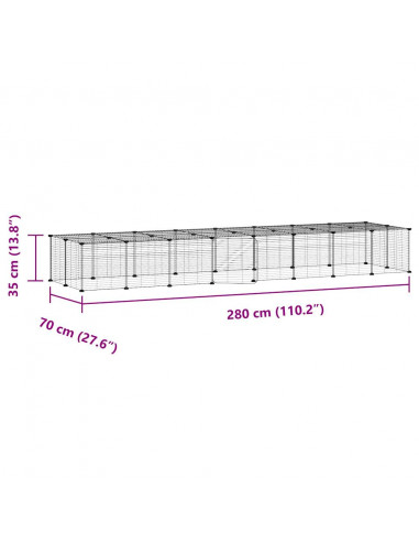 Gabbia per Animali 36 Pannelli con Porta Nera 35x35 cm Acciaio