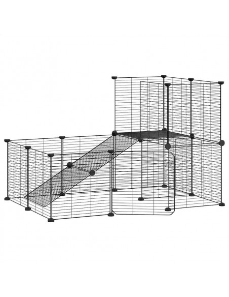 Gabbia per Animali 20 Pannelli con Porta Nera 35x35 cm Acciaio