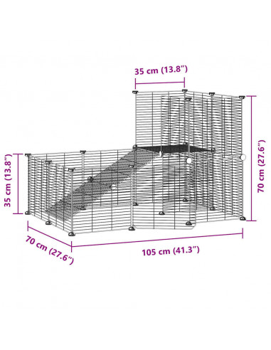 Gabbia per Animali 20 Pannelli con Porta Nera 35x35 cm Acciaio