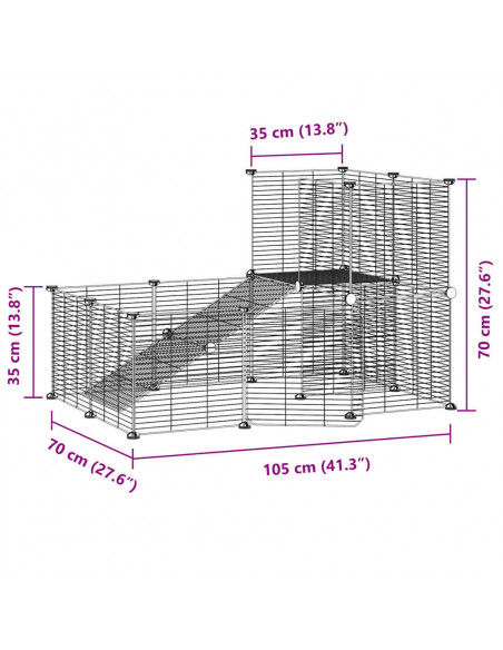 Gabbia per Animali 20 Pannelli con Porta Nera 35x35 cm Acciaio
